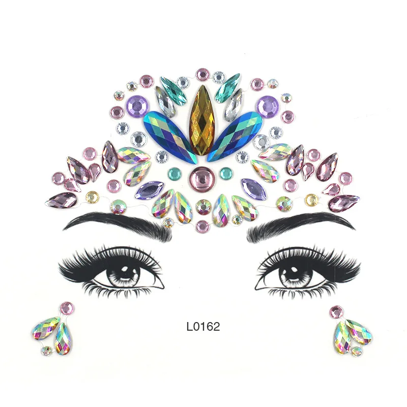 3D Face Jewels Sticker Temporary Tattoo Crystal Rhinestone Stickers Body Art Shiny Gem Tattoo Makeup Stickers Face Gems Sticker