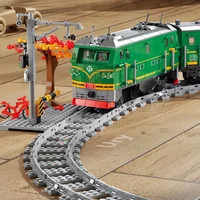 Technical Retro Green Steam Train City Car Electric Model Rechargeable Lithium Battery Motor Building Blocks Toys For Boy Gifts 5