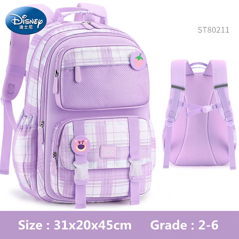 2023 Disney New School Bags For Girls Grade 2-6 Primary Middle Student Leisure Shoulder Orthopedic Backpack Kids Gifts Mochila
