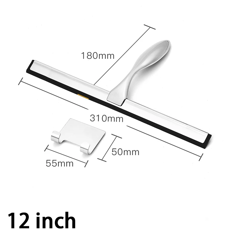 Window Squeegee Silicone Rubber Scrape 10'' 12'' 14'' INCH Shower Squeegee Stainless Steel Bathroom Glass Window Car With Hook 3