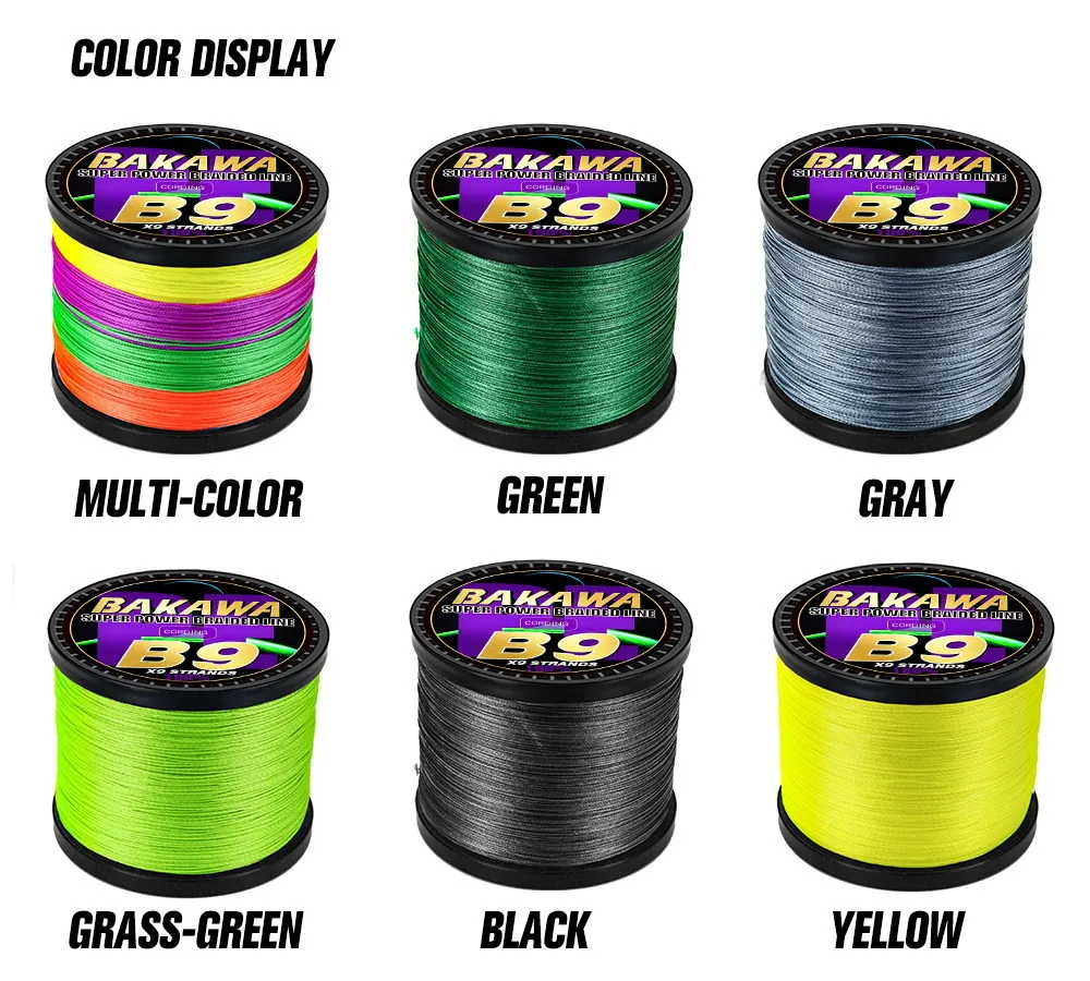 BAKAWA Brand X9 Multifilament Fishing Lines 9 Strands 300M 500M 1000M 100M Strong Smooth Braided 100% PE Seawater Wire Pesca 4