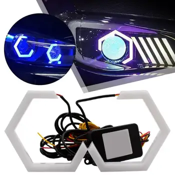 Car Headlight Decoration LED Headlight Bifocal Lens Angel Eye Accessories Hexagonal Rhomboid Side Car Modification Magic Ci Z1X0 1