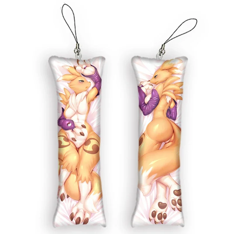 Cartoon Keychain Renamon Dakimakura  Mini Pendant Cute 2 Sides Print Hanging Ornament Anime Small Pillow Pendants Xmas Gift 2