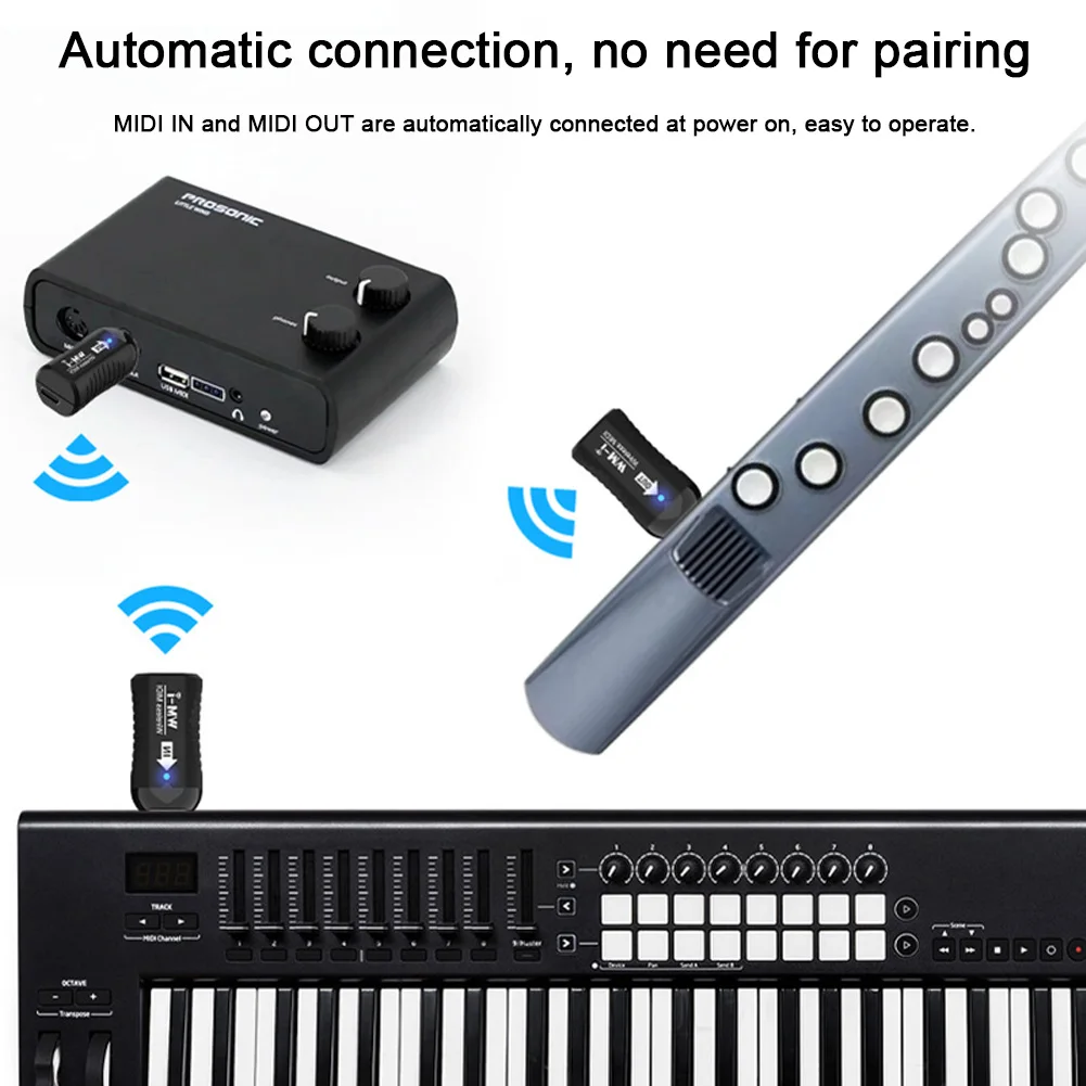 Mini Wireless Transmission MIDI System Plug and Play Support MIDI Wireless Guitar System Ultra Low Latency for Electric Guitar