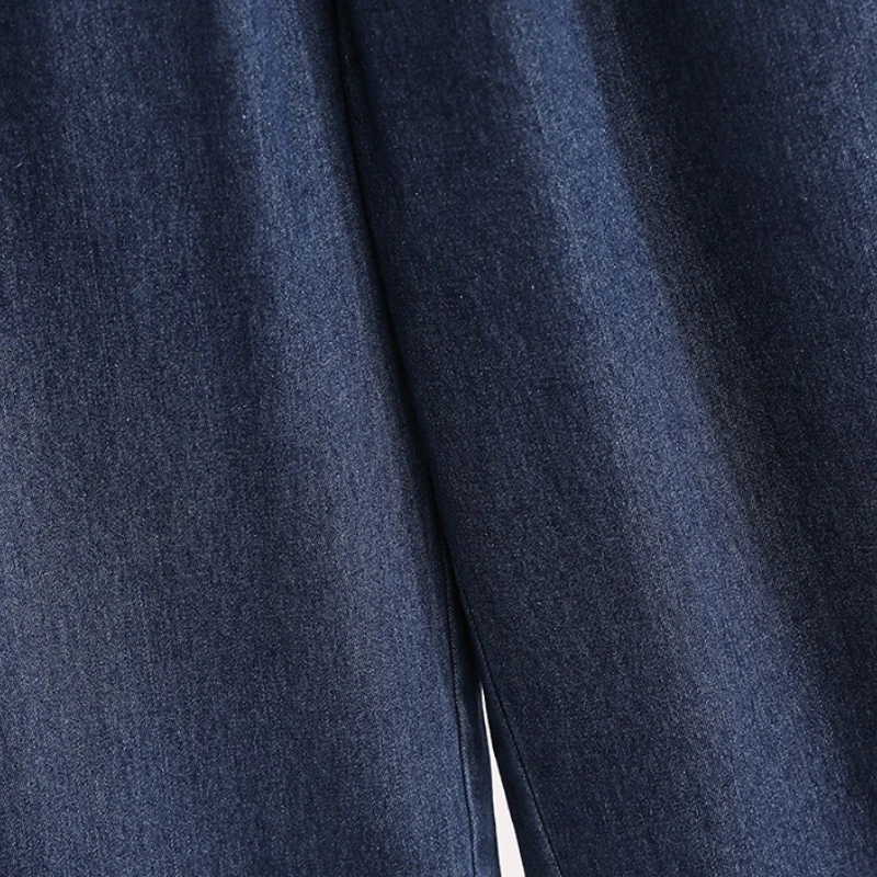 Jeans Grande Taille 2026 Printemps Automne Taille Haute Coupe Droite Pantalon Ample Décontracté Femme avec Poches