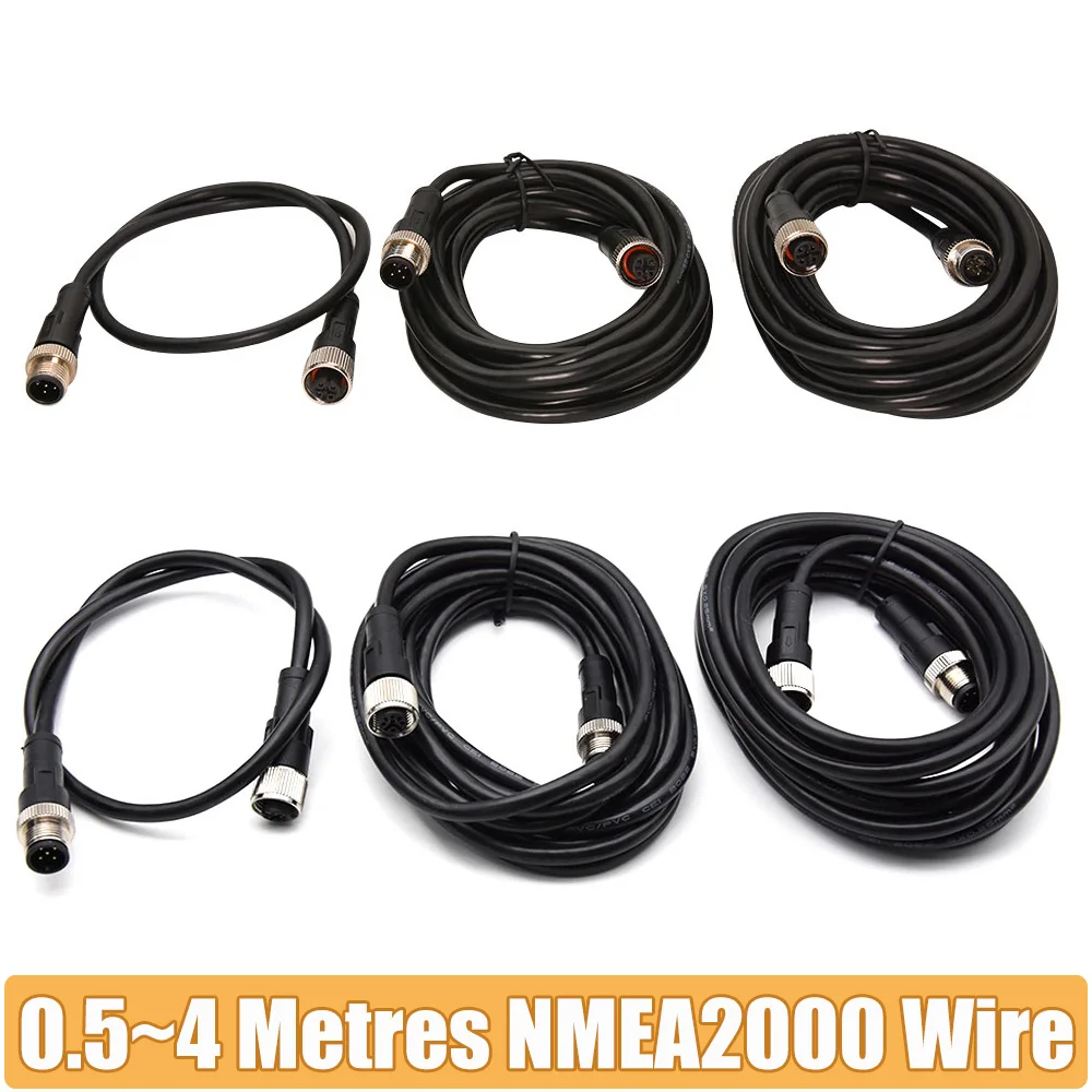 Durable Metal-Cased NMEA2000 Extension Cable with Dual Straight Connectors (0.5-4m)