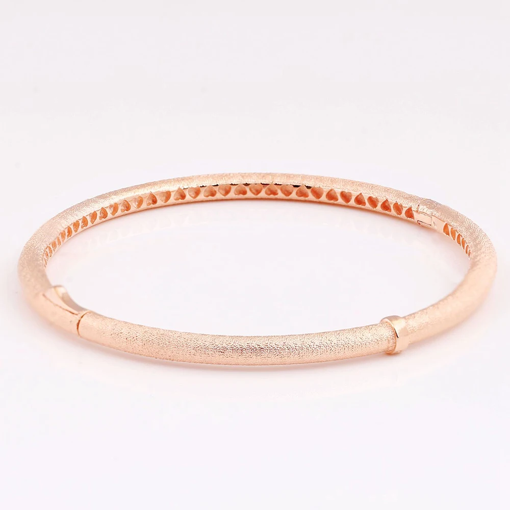 

Authentic 925 Sterling Silver Rose Matte Brilliance Fashion Bangle Fit Women Bead Charm Gift DIY Jewelry
