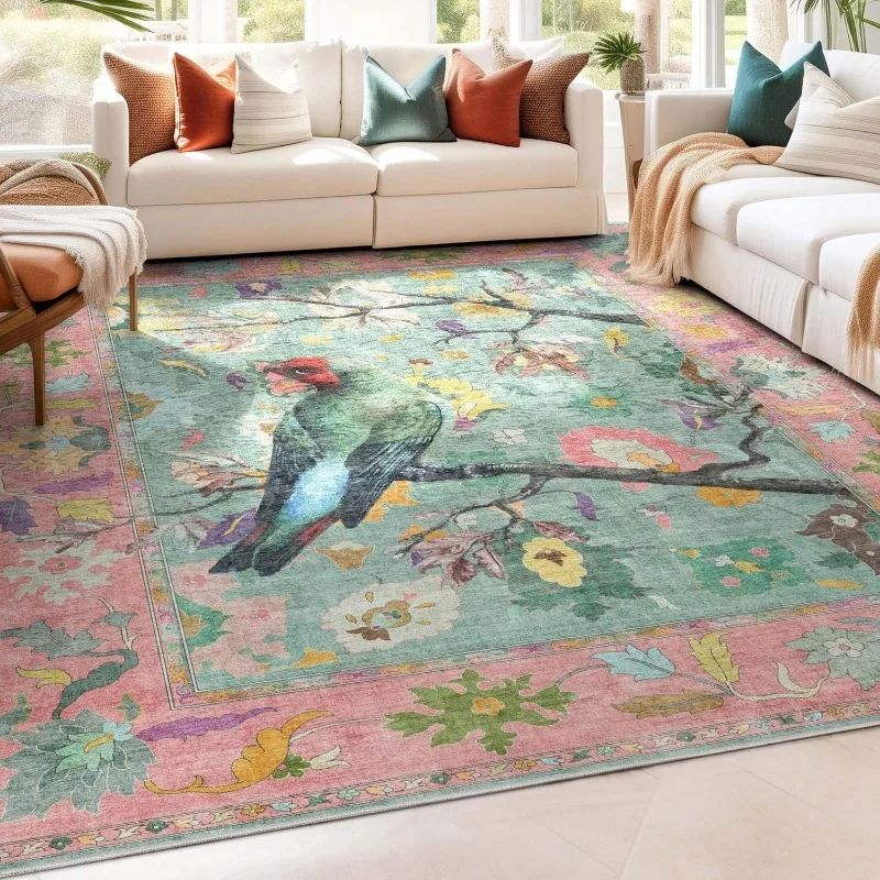 Carpet for Living Room Non-slip Machine Washable Floor Mat Creative Jungle Tiger Birds Print Area Rug Sofa Coffee Table Rugs 러그 2