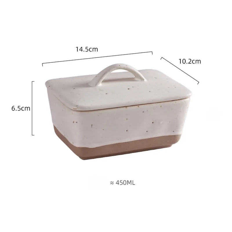 Ceramic Butter Dish With Lid Vintage Porcelain Butter Stick Storage Holder Plate Organizer With Handle Dishwasher Safe