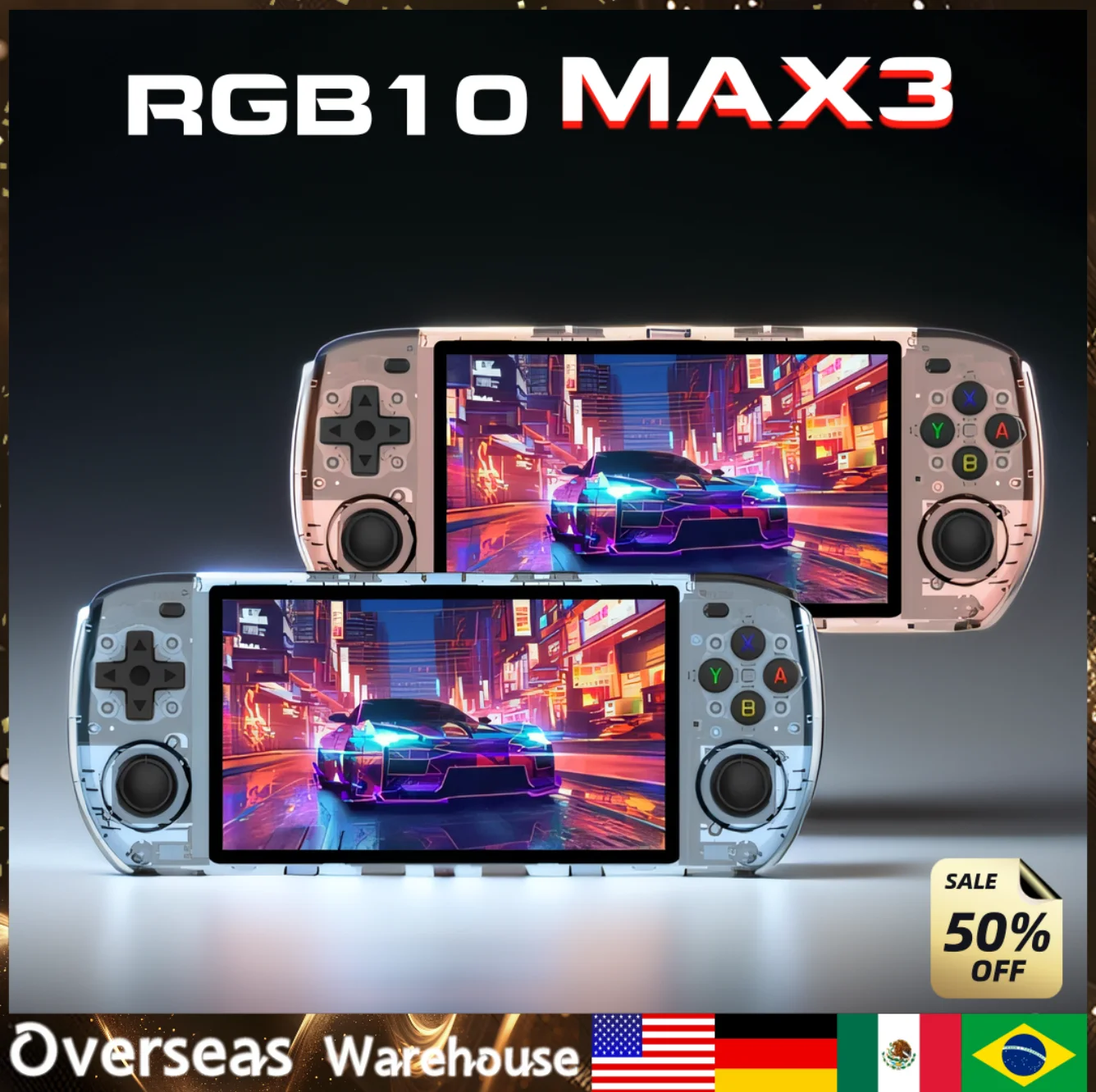 Powkiddy-rgb10 max3,rk3566,レトロ,子供向けゲームコンソール