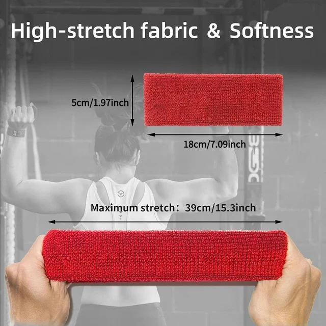 2pcs Sports Sweatbands Headband Moisture Wicking Hairband Athletic Towel Headbands Cotton Head Sweat Bands for Running Cycling 5