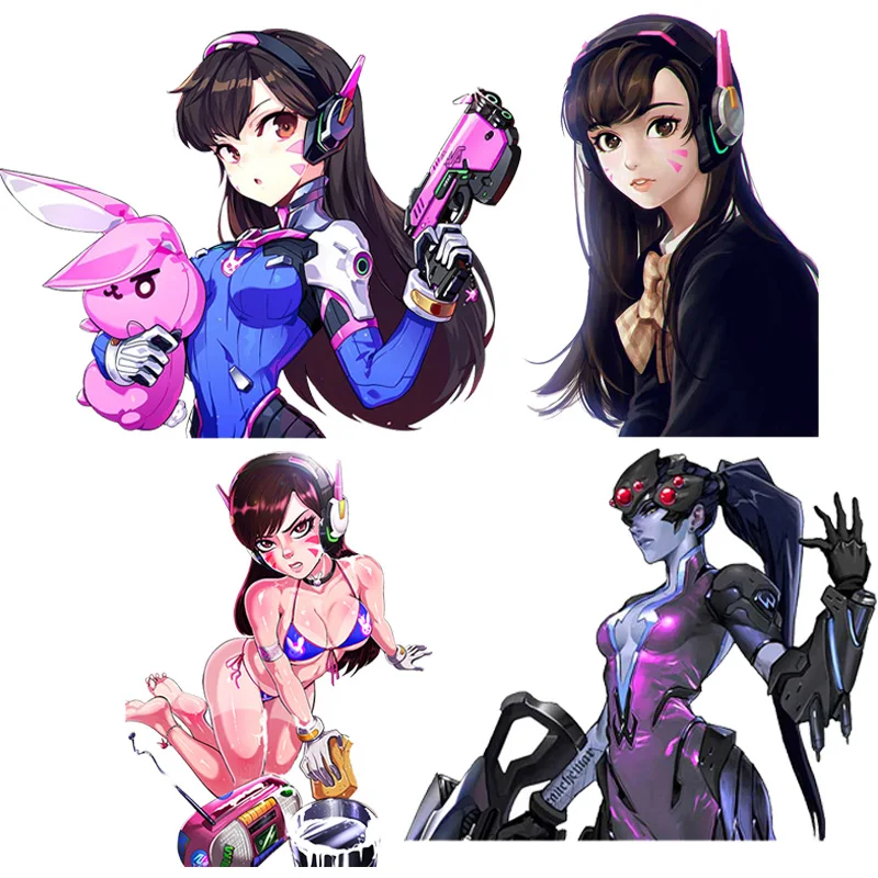 

Sexy Anime Girl Stickers Dva Car Sticker Game Car Decals Motorcycle Off Road Vehicle Helmet Laptop Refrigerator PVC Waterproof