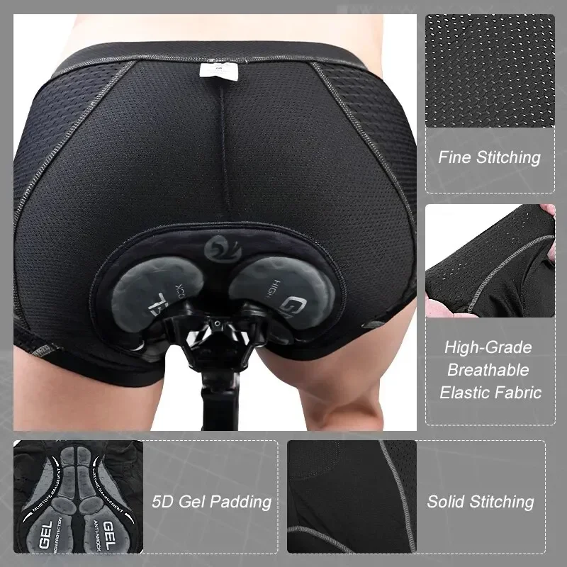 Cycling Shorts with 5D Gel Pads Breathable Mesh Cycling Underwear Shockproof MTB Boxer Bike Shorts X-TIGER