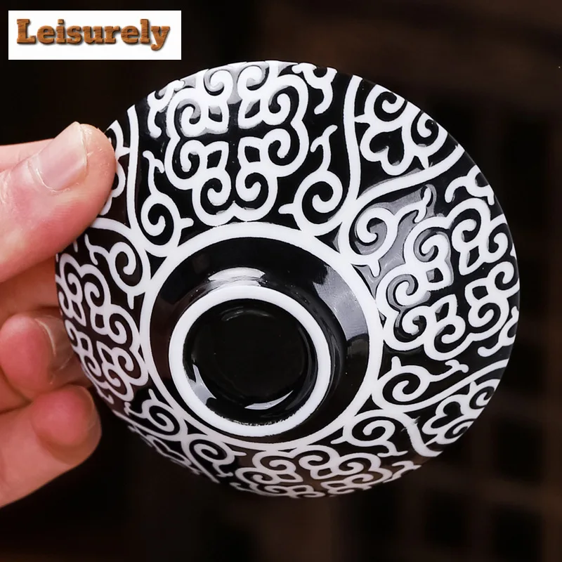 70ml Antique Blue and White  Inlaid Silver Tea Cup Ceramic Master Cup Large Tea Bowl Single Cup Kung Fu Tea Set Chinese Tea Cup