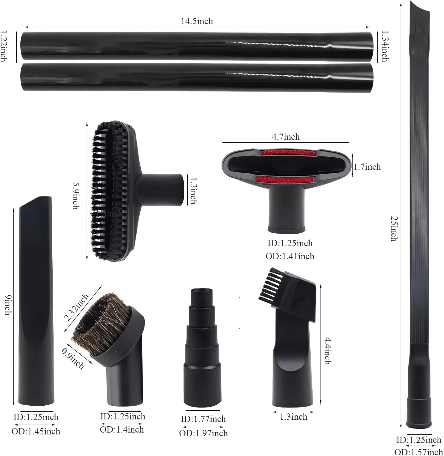 Versatile Vacuum Cleaner Accessory Kit with Brush, Nozzle, Wand, and Crevice Tool