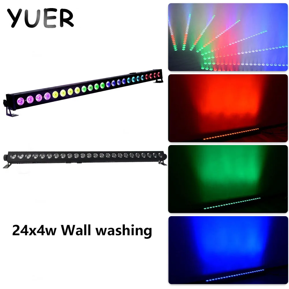 LED 24x4W RGBW 4IN1 Washer Bar Wall Wash Strobe DMX512 Control Disco DJ Club Home Party Background Dyeing Decoration Effect Lamp
