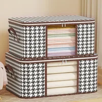 50/75L Large Capacity Clothes Quilt Storage Bag Non-woven Fabric Closet Organizer Dust-proof Moisture-proof Household Packaging 1