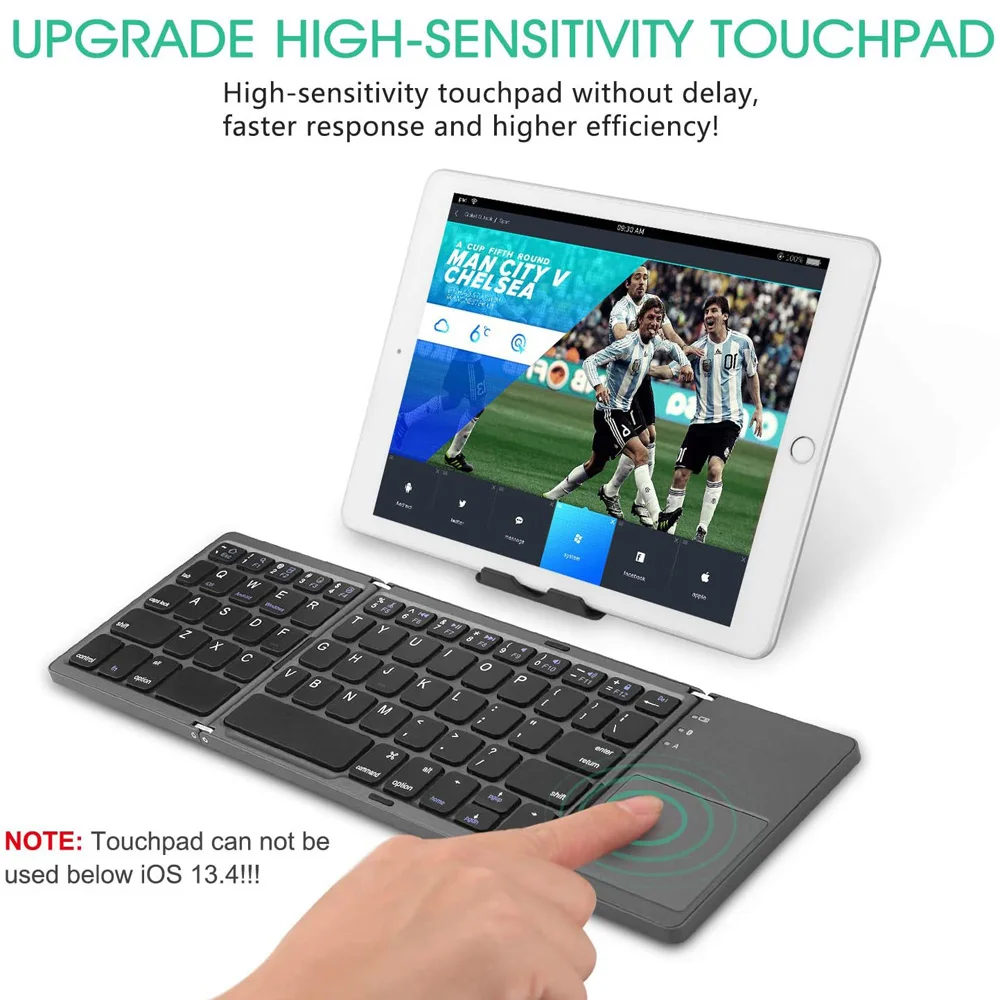 Wireless Bluetooth Keyboard Portable Mini Three Folding Foldable Touchpad Keypad for IOS Android Windows ipad Tablet Laptop
