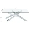 Rectangle Modern Coffee Table, Tempered Glass Top and Metal Tubular Leg, 47.3”Lx23.6”Wx18.1”H,  glass coffee table 2