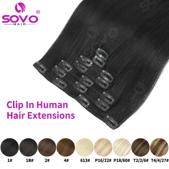 15A Grade Clip in Human Hair Extensions 100% Remy Hair Natural Black Thick Long Hairpieces for Women Natural Real Looking 1