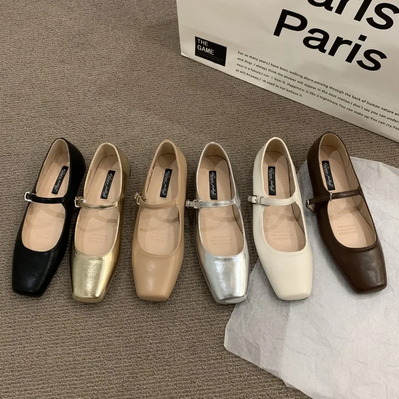 

Women Lightweight Shoes 2023 New Design Square Toe Slip On Vintage Soft Ballet Shoes For Women Casual Sneaker Flats Female Shoes