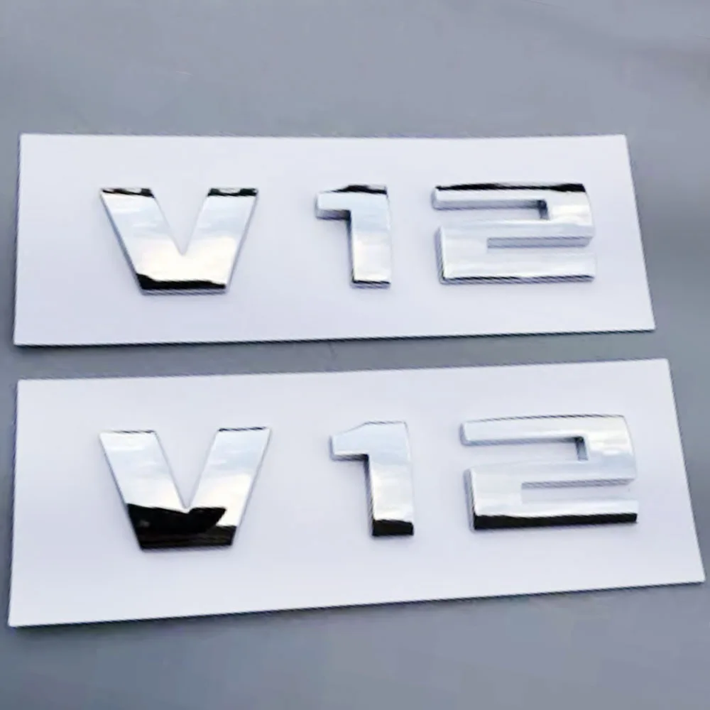 2 Pezzi Per Bmw V12 Flat Badge Car Styling Decorare V12 Numero Lettere Emblema Adesivo Accessori Argento