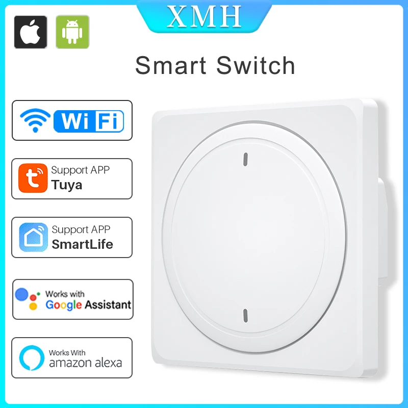 

Tuya Wifi Light Switch Smart Wireless Wall Button Switches EU Standard 2 Gang 220-240V 86x86mm Smart Home APP Voice Control