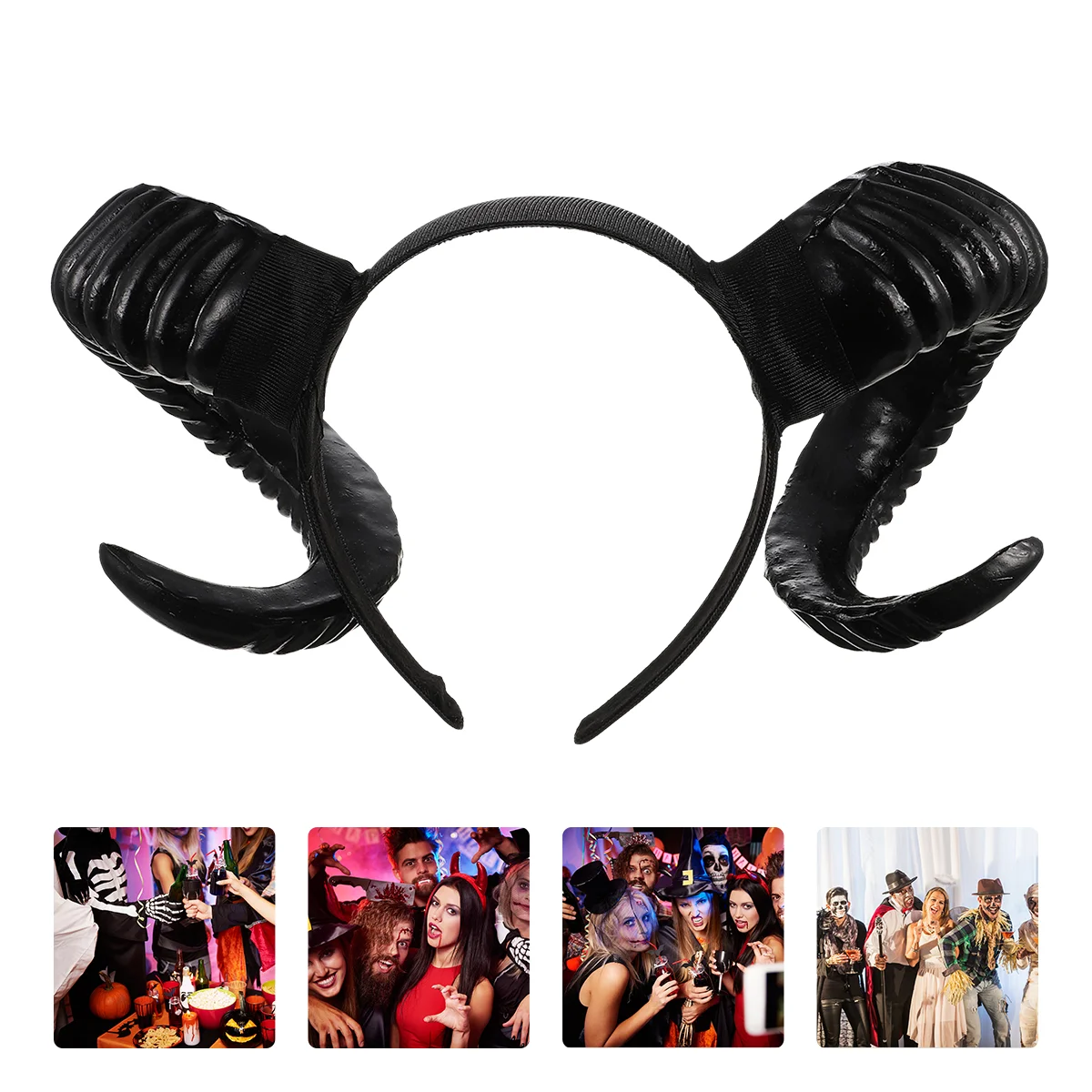 Bandeau Avec Cornes De Chèvre Noires - Accessoire Cosplay Gothique, Halloween, Déguisement