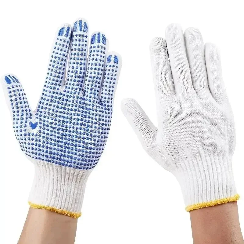12 Pairs Work Gloves With Anti Slip Grip PVC Dots Safety Cotton Protection For Painter Mechanic Industrial Construction protective gloves safety gloves cotton gloves cotton work gloves