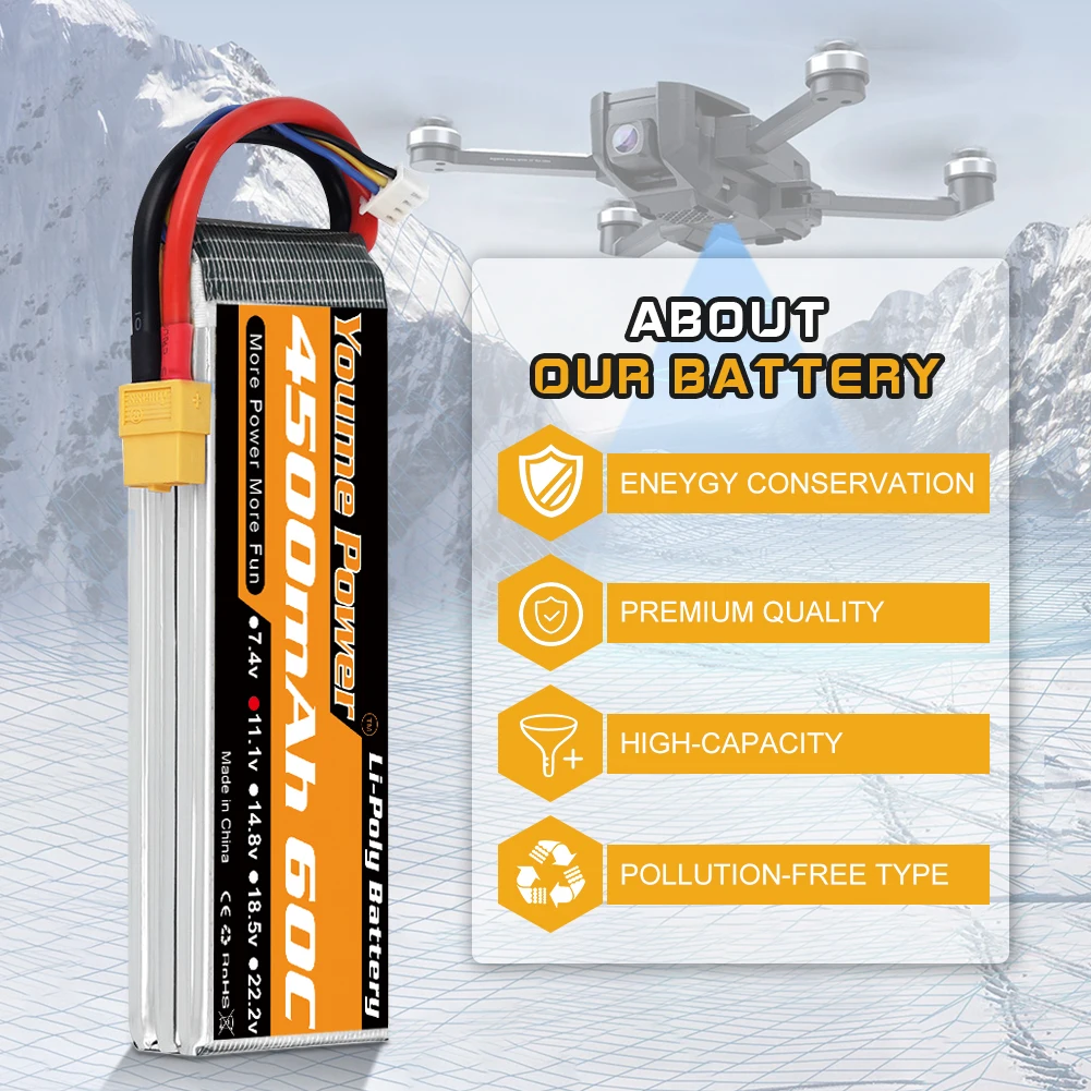 Batterie Drone 22.2V 4500mAh XT60/XT90 LiPo