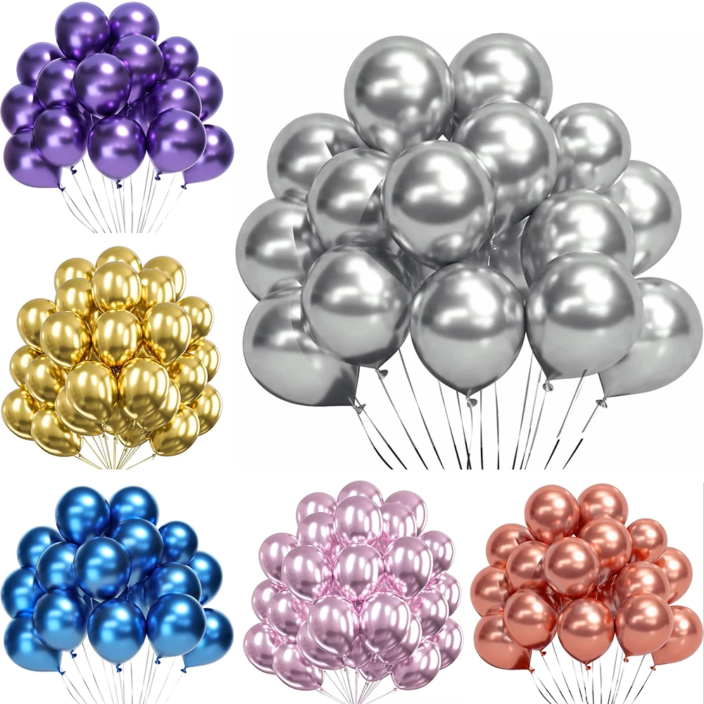 10/20/30 Stück 12/10/5 Zoll metallische Silberballons Chrom Gold Metall lila Ballon Babyparty Geburtstagsfeier Hochzeitsdekorationen