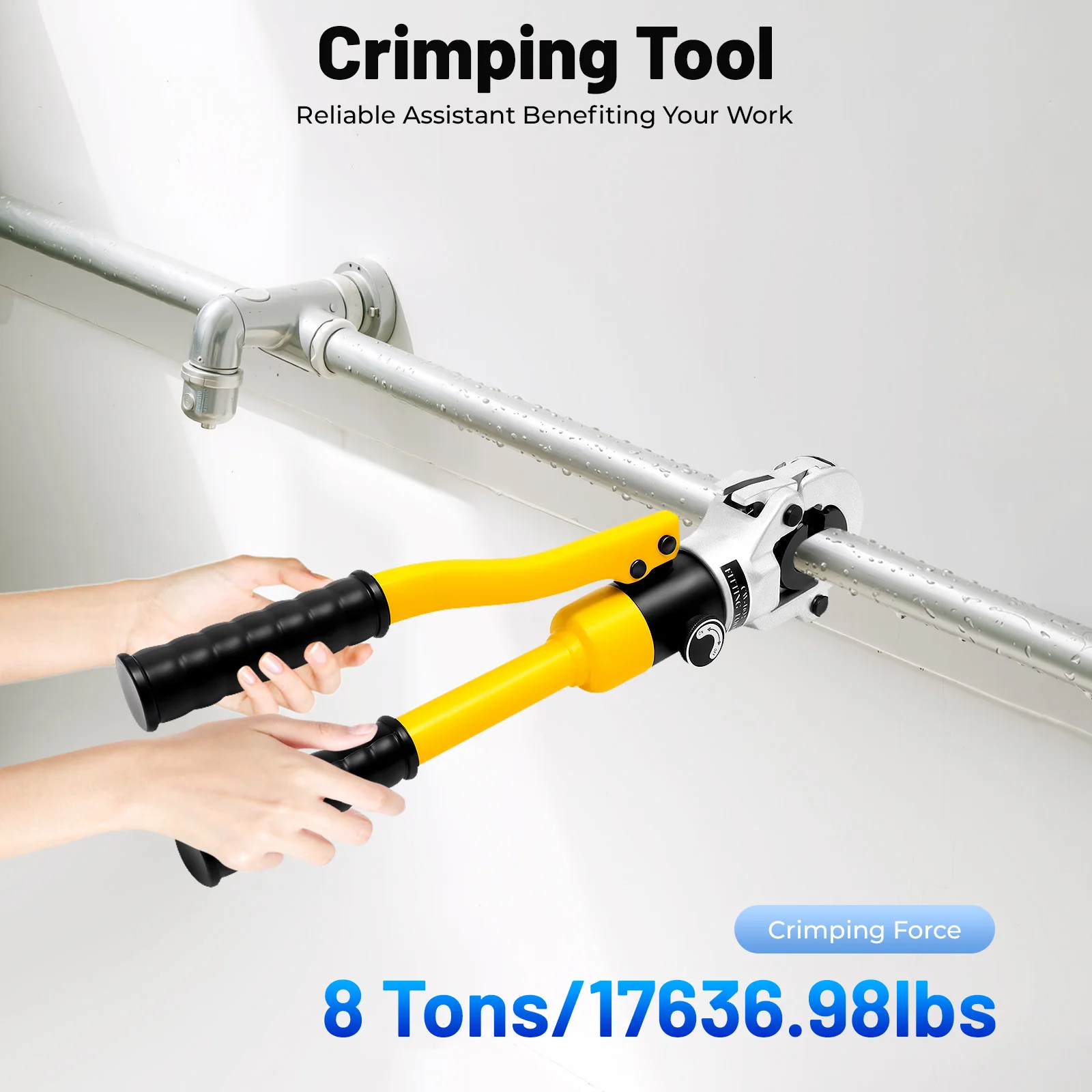 8 Tons Hydraulic Pipe Pressure Pliers, Tube Crimping Tool, TH Type Pipes Crimper, Dies 16, 20, 25, 32 mm for Aluminum-plastic