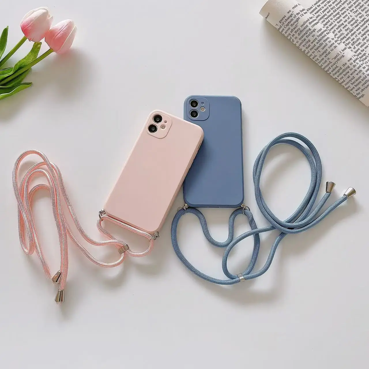 Crossbody Lanyard Phone Case with Necklace Strap and Rope Cover