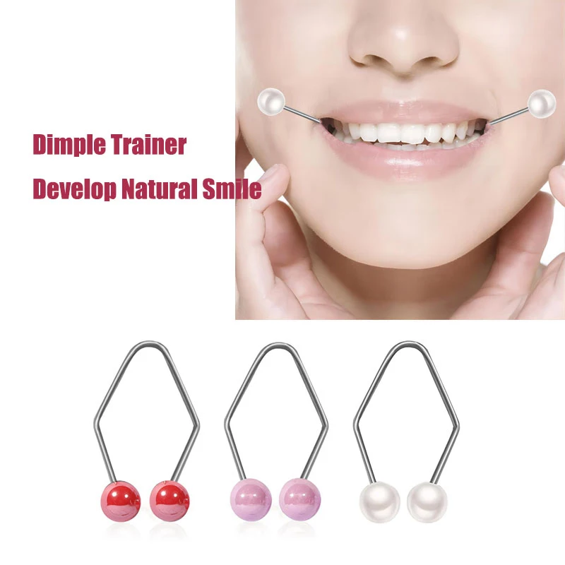 

1Pcs Dimple Makers Natural Smile Trainer Fashion Wearable Facial Muscle Training Aids Cheek Exerciser Stainless Steel Massager