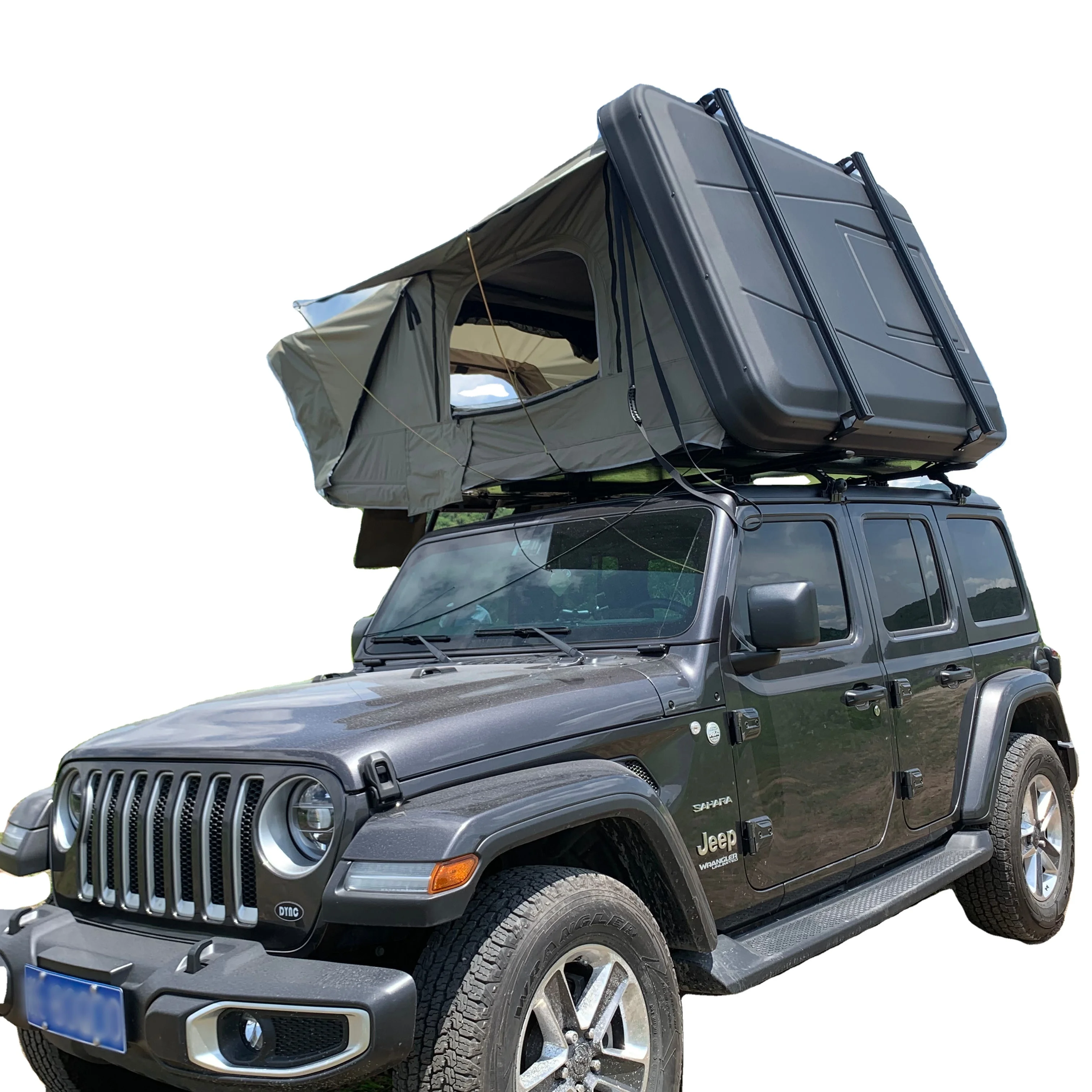 2024 Upgraded Aluminum Roof Tent with Canvas Fabric 4-Person Waterproof Design for Family Outdoor Camping
