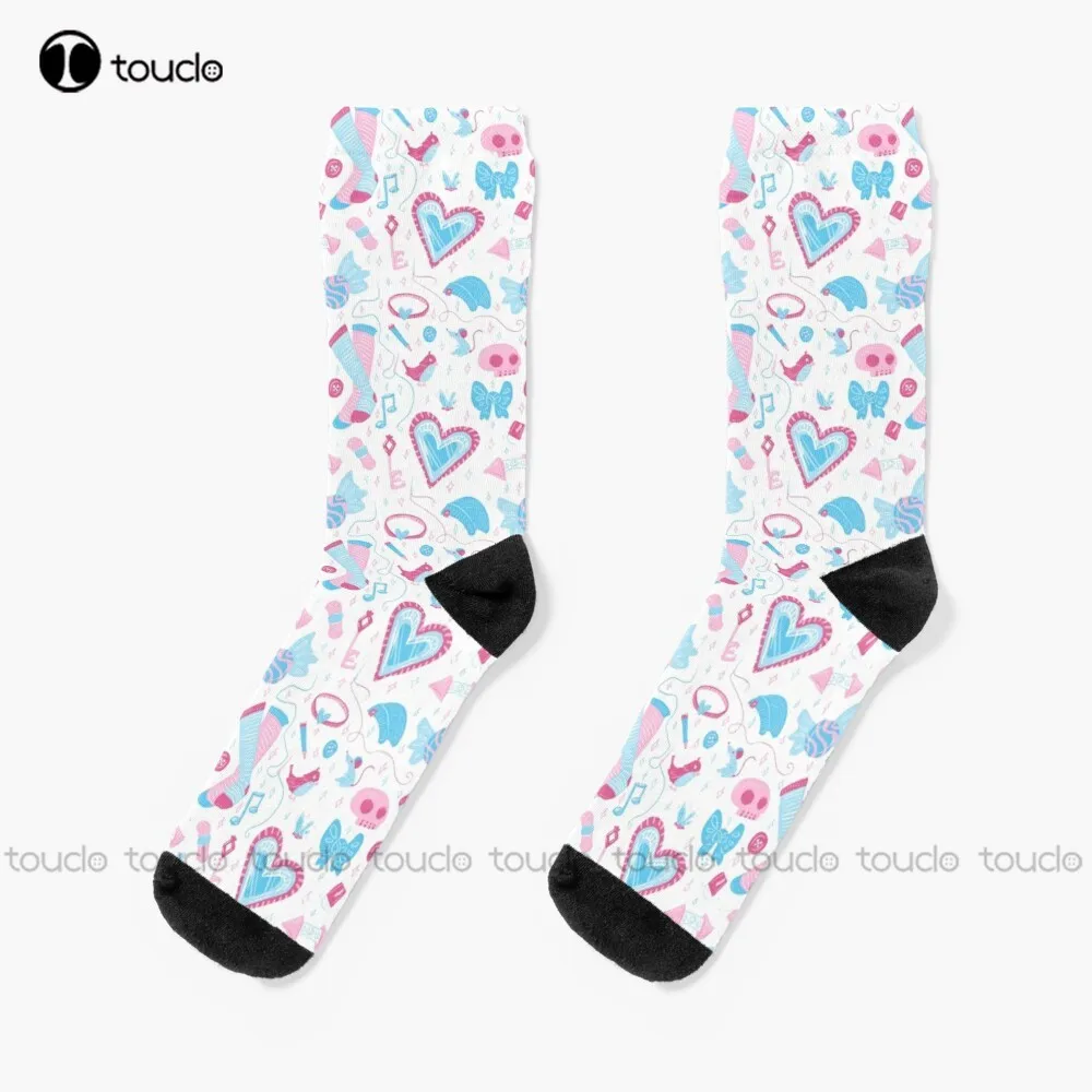 

Trans Pride Pattern Socks Funny Art Streetwear Colorful Cartoon Socks 360° Digital Print Christmas New Year Gift Custom Gift Art