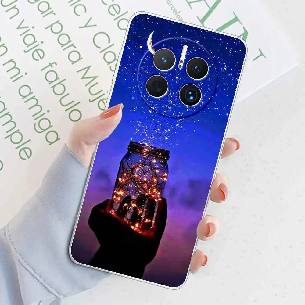 Elegant Marble Design Transparent Silicone Case for Huawei Mate 50 Series - Soft and Durable Protective Shell
