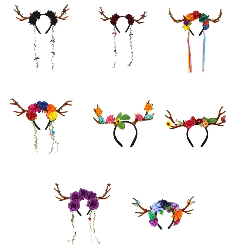 Funny Cartoon Xmas Elk Horn Shape Headband Festival Hairband Hair Decor