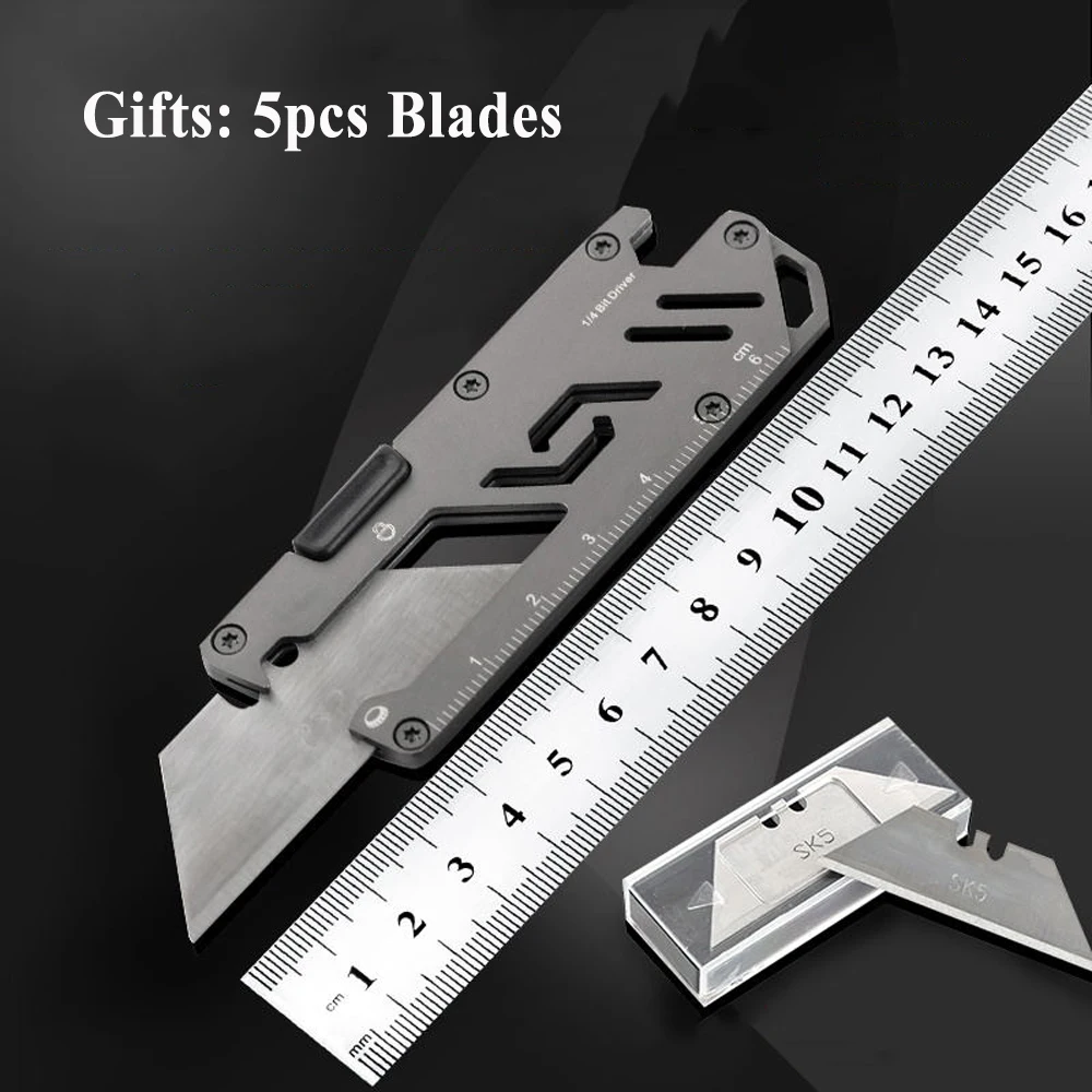 Titanium Retractable Razor Utility Blade Box Cutter Manual S