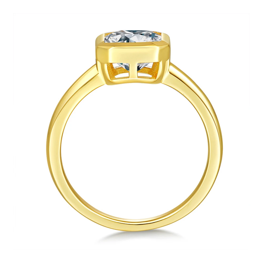 7*7mm 2CT Full Moissanite Ring Bezel Setting Square Pagoda