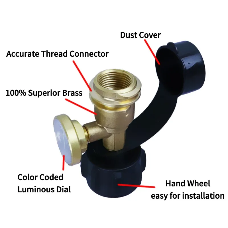 Brass Propane Adapter with Pressure Gauge Level Indicator