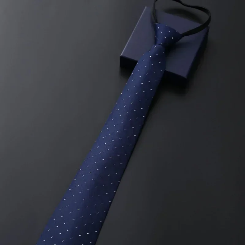 Men's Business Dress Zipper Neck Tie Elegant Gentleman Shirt Tie Groom Wedding Blue Stripe Black, neck tie