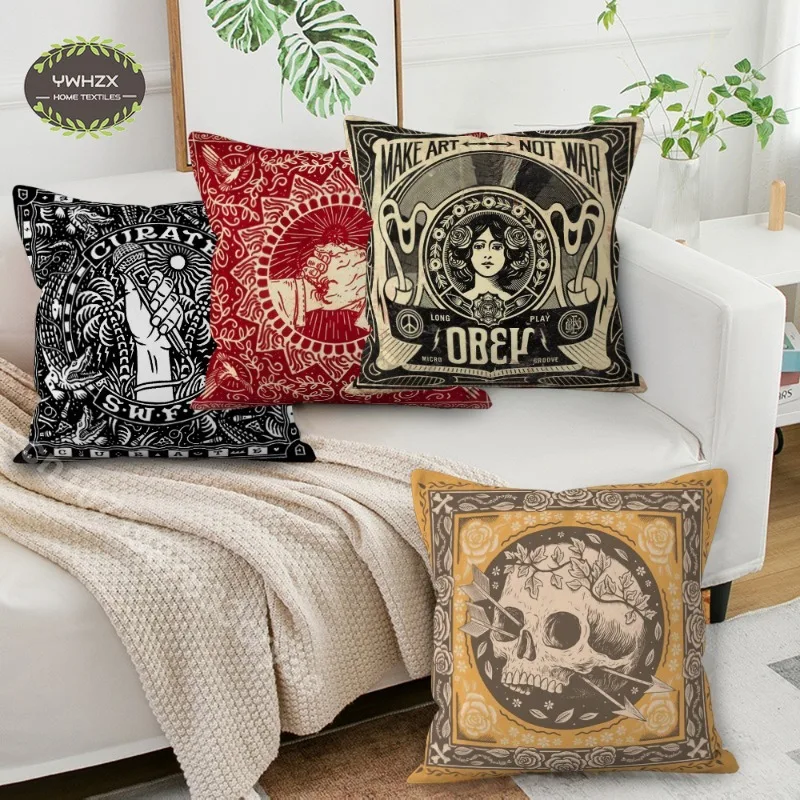 

Vintage Skull Print Pillow Case Luxury Cushion Cover for Sofa Decorative 45*45CM Polyester Peachskin Pillowcase Cushions Gifts