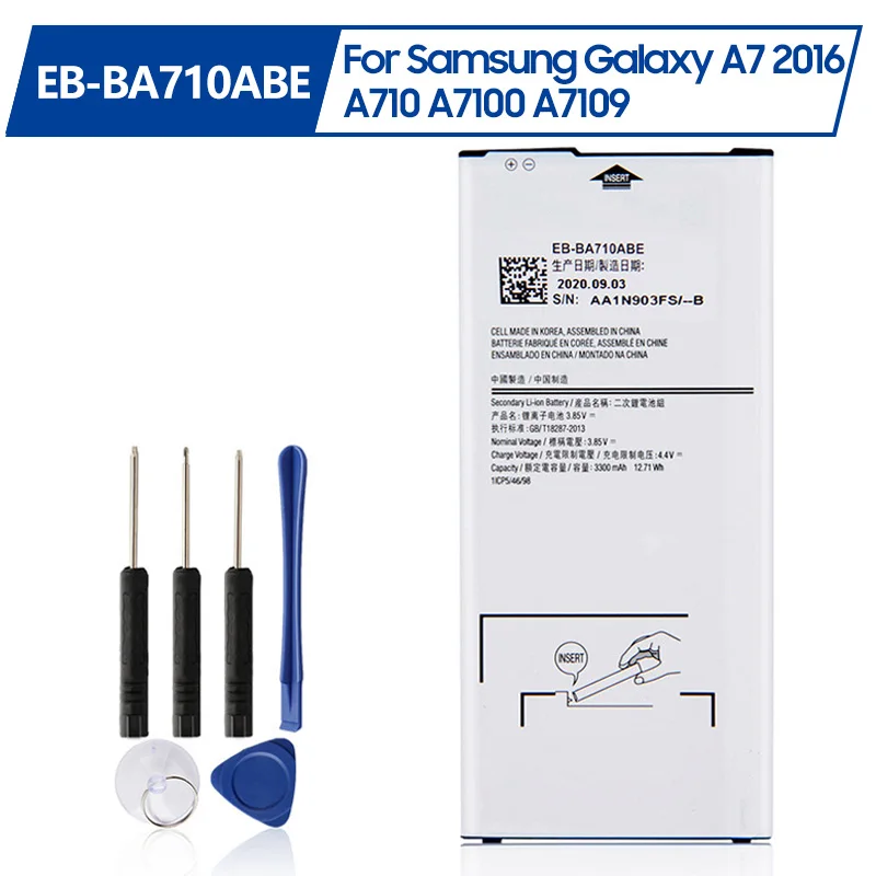 

Replacement Battery EB-BA710ABE EB-BA710ABA For Samsung GALAXY A7 2016 A7100 A7109 A710 A710F Phone Battery 3300mAh