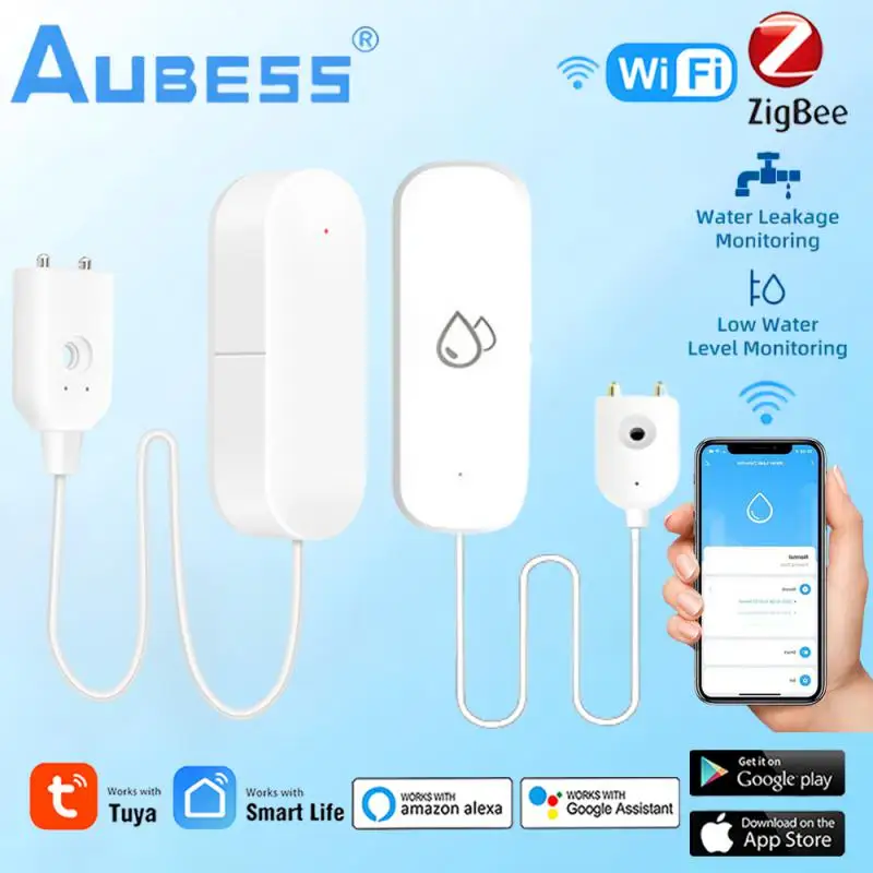 ZigBee 투야 스마트 와이파이 누수 센서 알람 앱 원격 모니터, 물 넘침 수준 감지기, 홈 보안 경보 시스템