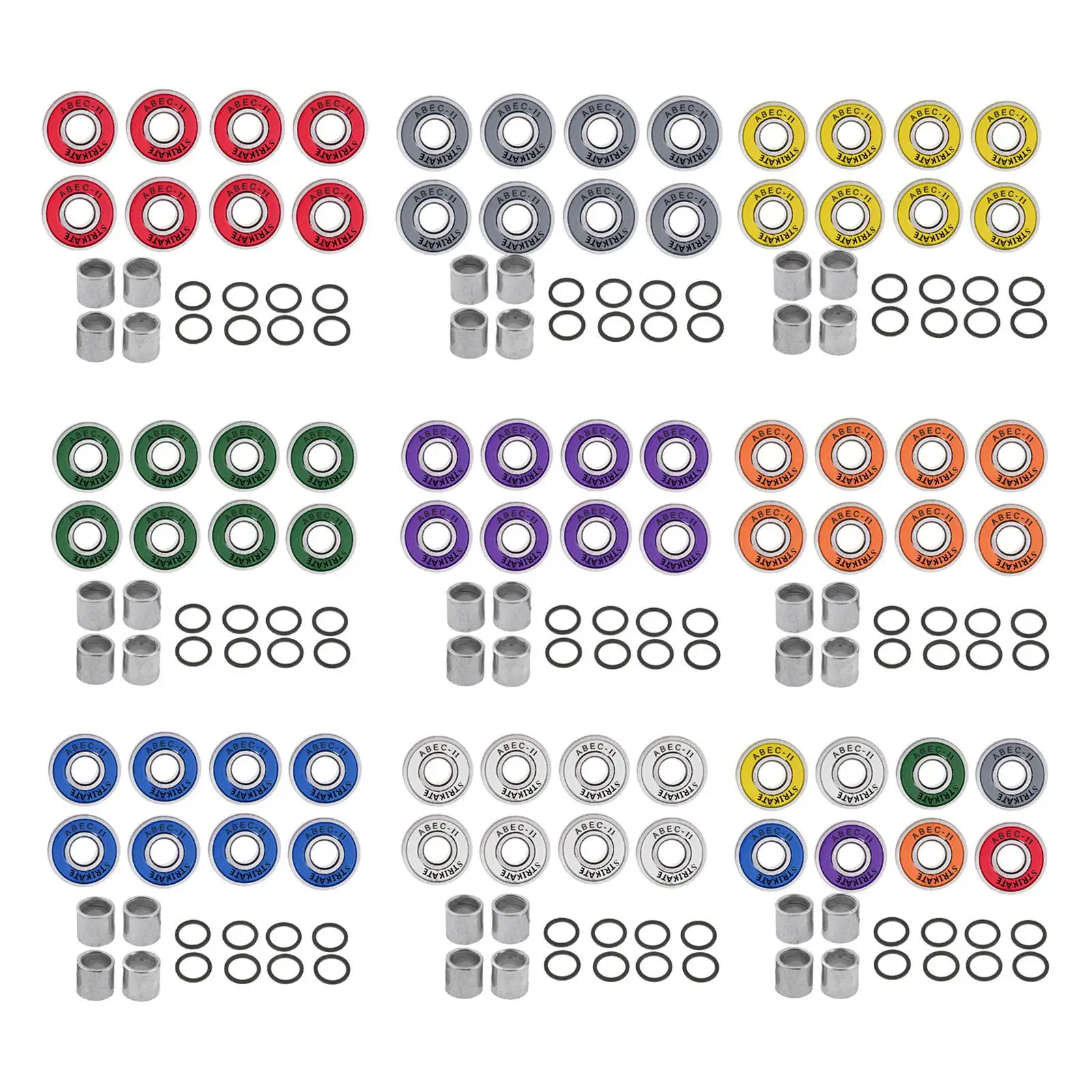 8 Frictionless Abec 11 Skateboard Roller Skate Wheels Scooter Spare Bearings