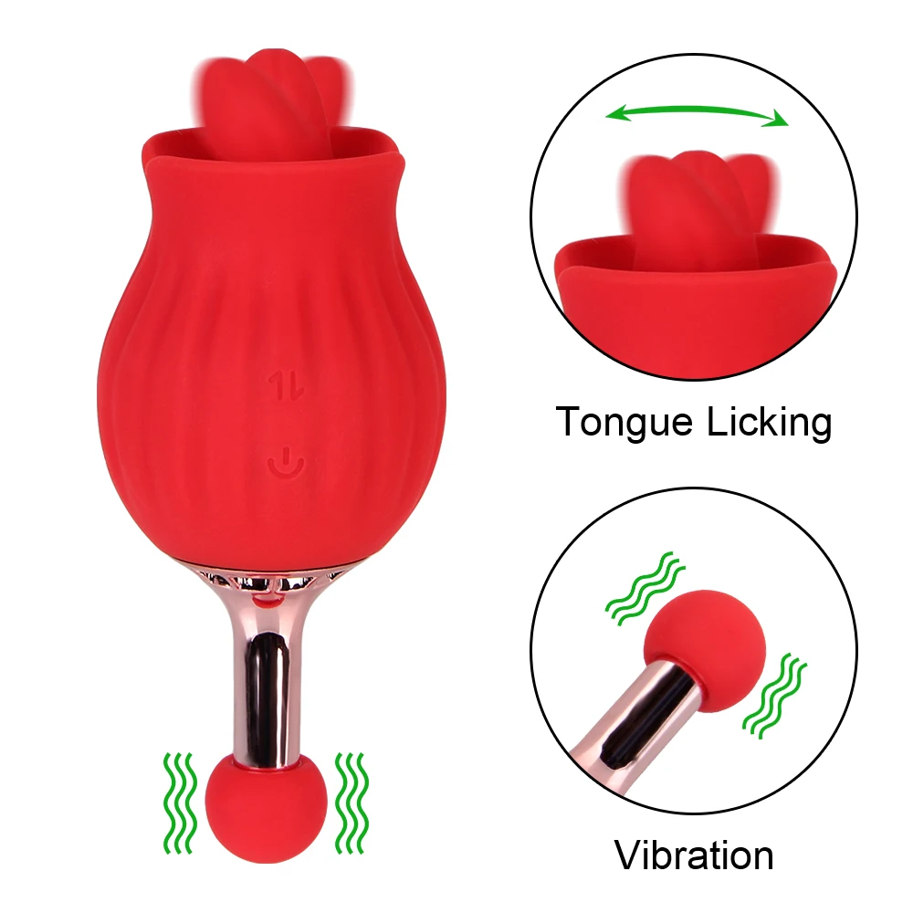 Rose Shape Tongue Licking Vibrator for Women