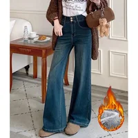 2025 Winter Hot Sale Lady Plush Thermal Jeans Girls Snow Warm Retro Fleece Denim Pants Female Comfortable Loose Trousers
