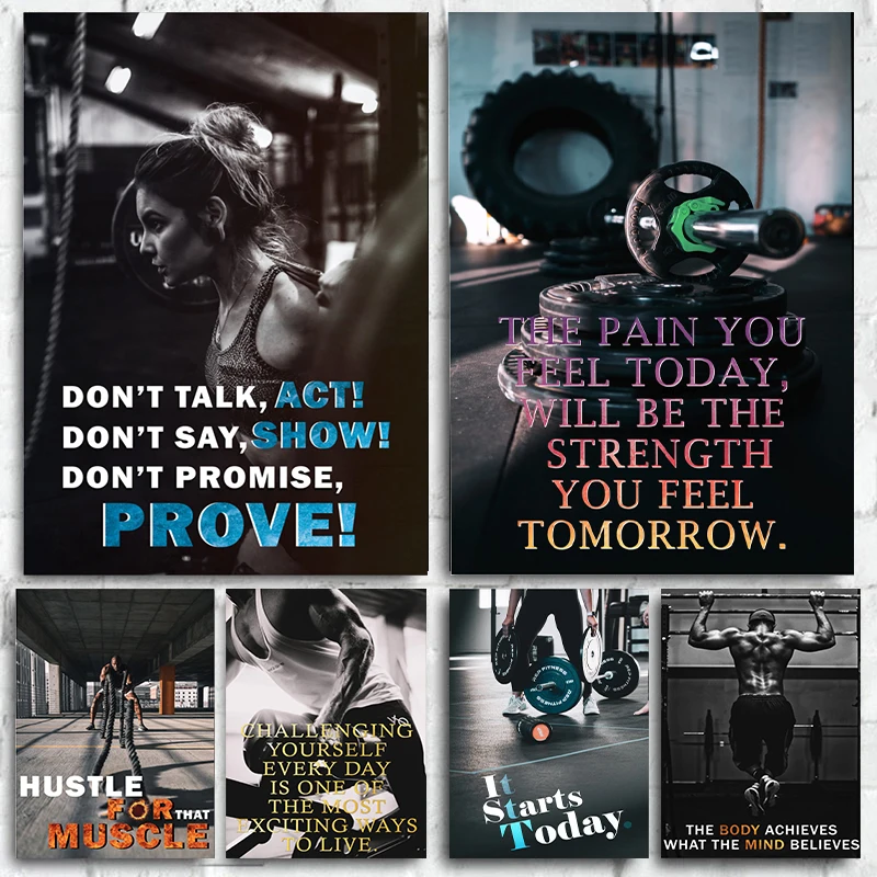 Vintage Sports Motivational Inspirational Quotes Poster Canvas Printing Wall Art Picture For Living Room Office Gym Decoration