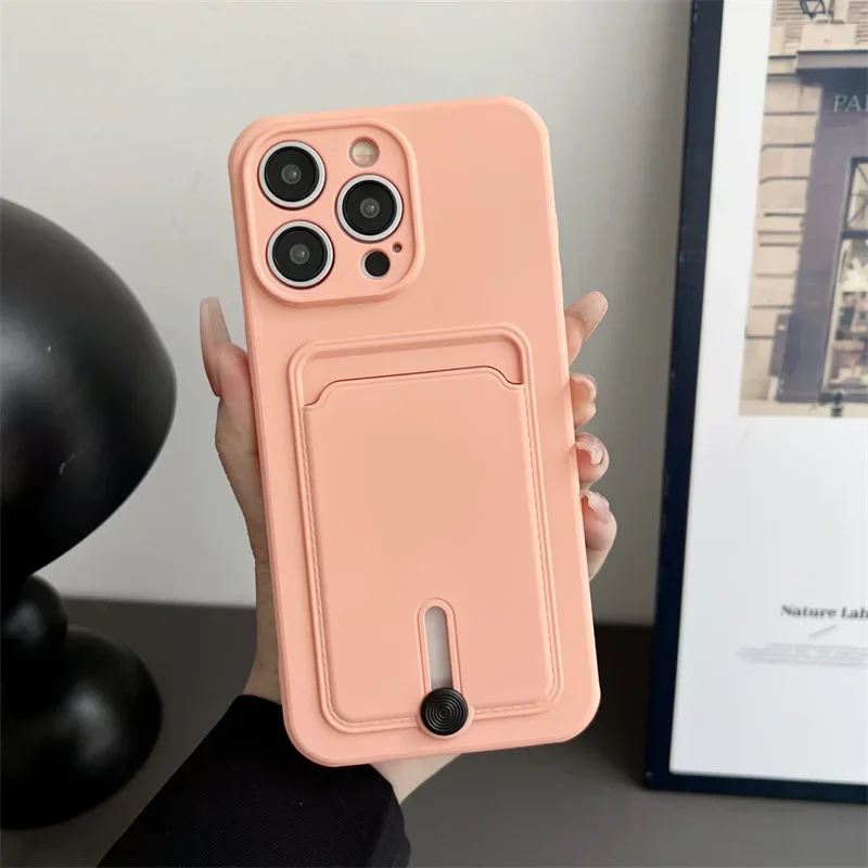 Premium Sliding Card Holder Silicone Phone Case - Shockproof Soft Back Cover with Precise Camera Cutout